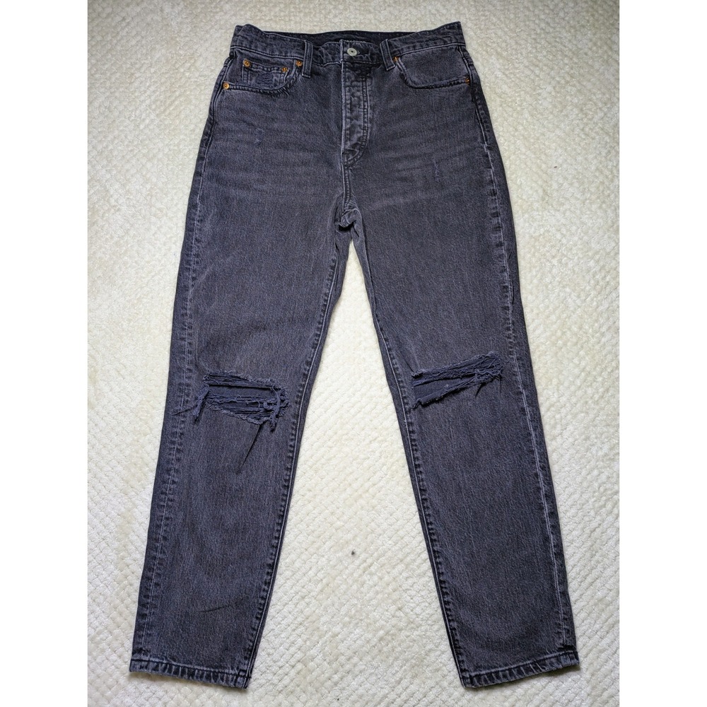 Lucky‎ Brand Drew Mom High Rise Taper Distressed Black Jeans 6/28 Distressed